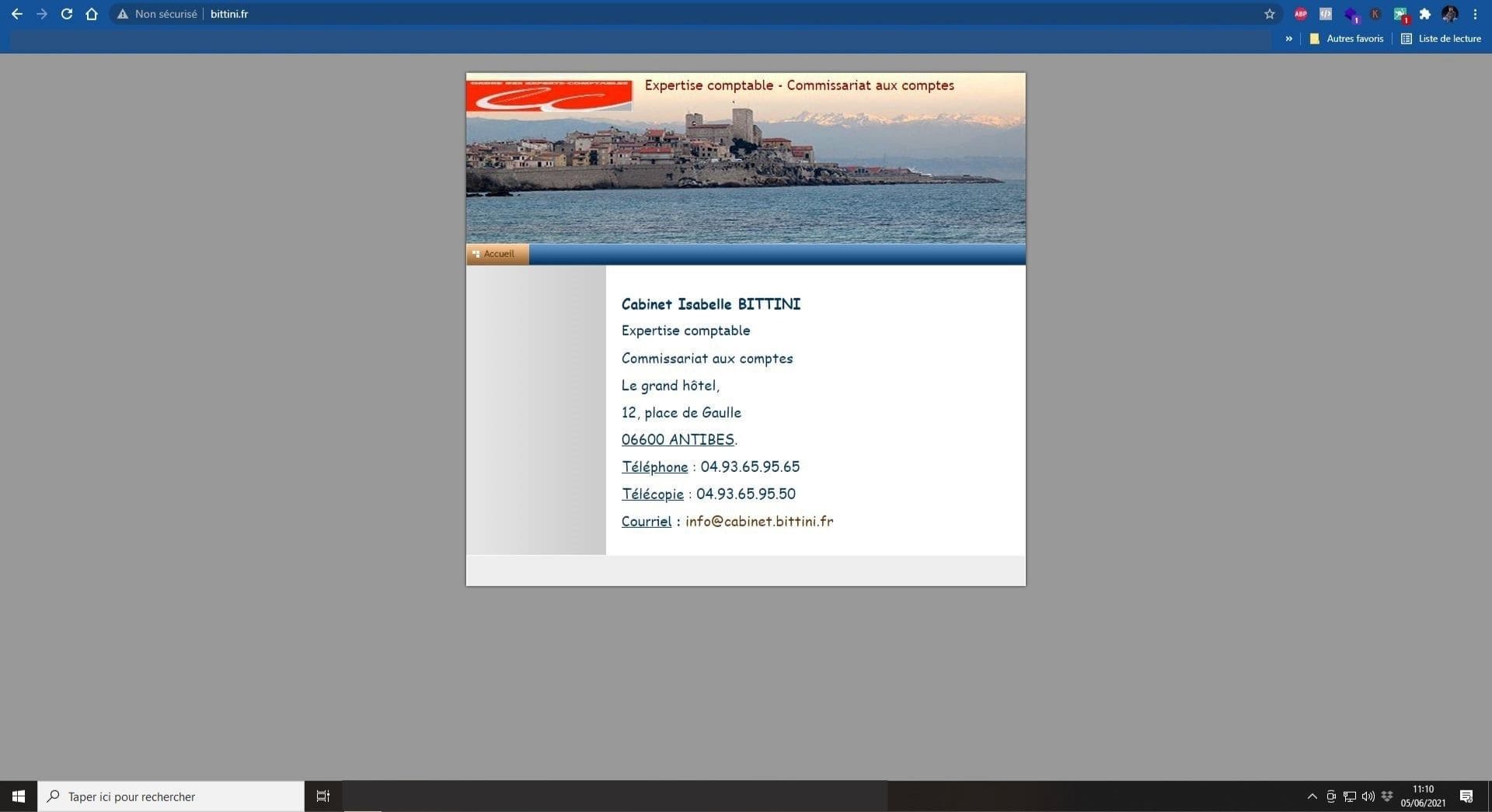 Site web du Cabinet Bittini avant la refonte