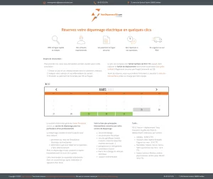 Page de module de réservation de dépannage en ligne pour une entreprise d'électricité générale
